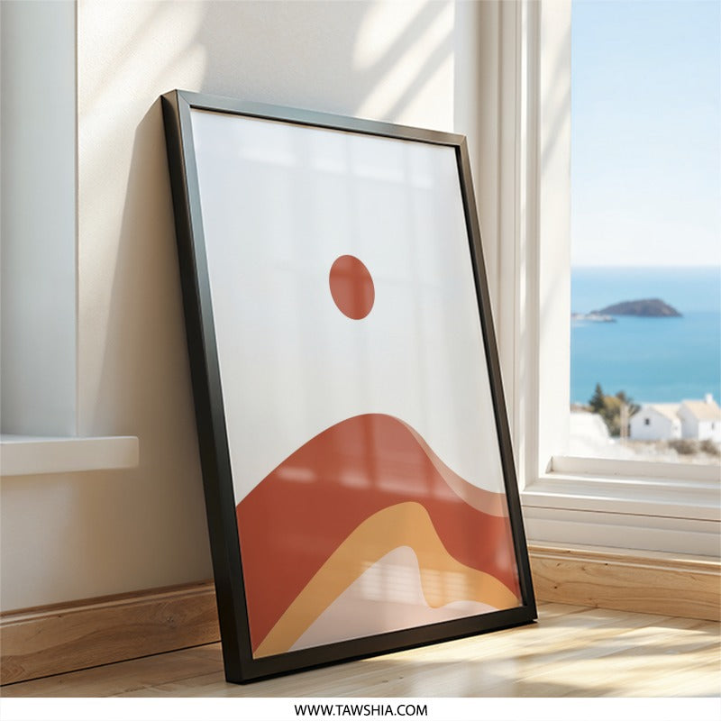 Minimalist Sunset Wall Art, Abstract Desert Print, Boho Landscape Poster, Modern Home Decor, Earth Tone Wall Decor, Living Room Art - Tawshia