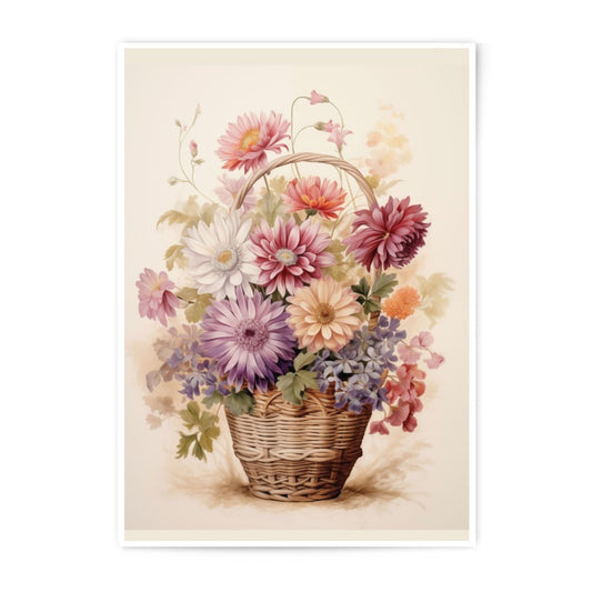 Floral Basket Photographic Prints, Botanical Wall Art, Flower Home Decor, Elegant Floral Prints, Home Decor, Watercolor Flower Art - Tawshia