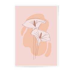 Calla Lily Line Art Photographic Print, Minimalist Floral Wall Art, Peach Background, Botanical Print, Home Decor, Modern Art - Tawshia