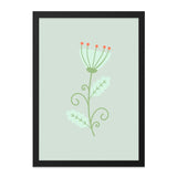 Floral Wall Art Print, Minimalist Flower Art, Cute Botanical Illustration, Green and Red Accent Decor, Modern Art Print - Tawshia