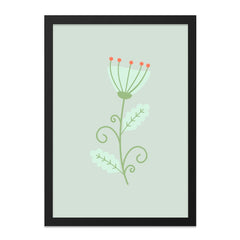 Floral Wall Art Print, Minimalist Flower Art, Cute Botanical Illustration, Green and Red Accent Decor, Modern Art Print - Tawshia