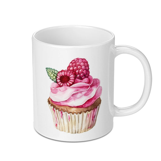 Watercolor Raspberry Cupcake Mug, Sweet Treat Coffee Mug, Dessert Lover Gift Idea, Cute Baking Gift, Foodie Mug, Unique Kitchen Decor - Tawshia