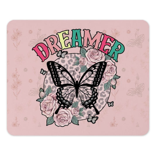 Dreamer Butterfly MousePad, Floral Mouse Pad, Cute Desk Decor, Colorful Mousepad, Office Accessories, Inspirational Gift, Animal Mousepad - Tawshia