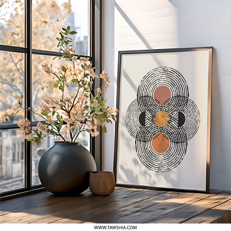 Abstract Flower Wall Art, Geometric Print, Bohemian Decor, Modern Art Print, Neutral Tones Wall Decor, Minimalist Home Decor, Wall Decor - Tawshia