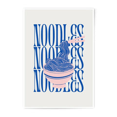 Noodles Photographic Print, Kitchen Wall Art, Foodie Gift, Retro Print, Dining Room Decor, Blue and Pink Noodles Art Print - Tawshia