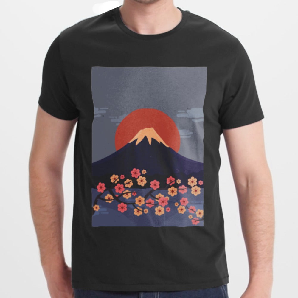 Scenic Mountain with Blossoms Graphic T-shirt product
