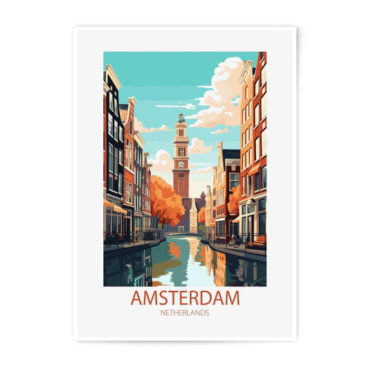 Amsterdam Photographic Print, Canal View, Dutch Architecture, Travel Poster, Cityscape Art, Home Decor, Netherlands Artwork - Tawshia