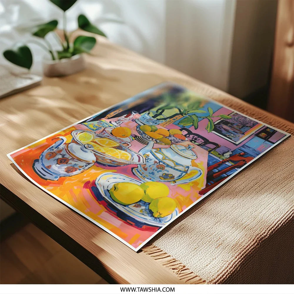 Still Life Photographic Prints, Lemon Artwork, Kitchen Art, Colorful Prints, Fruit Still Life, Table Still Life, Lemon Still Life - Tawshia