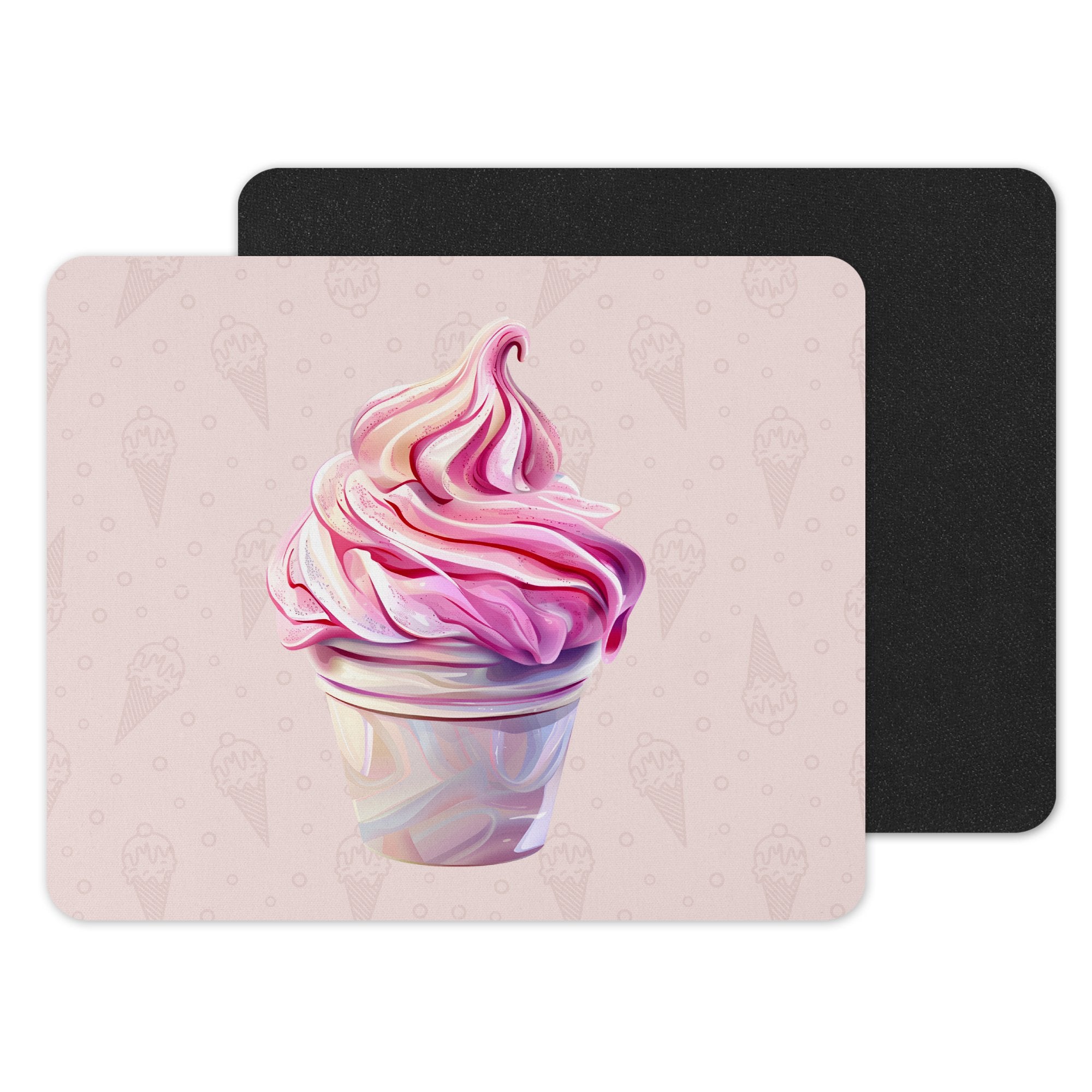 Pink And White Ice Cream Cup Design Rectangular Mousepad