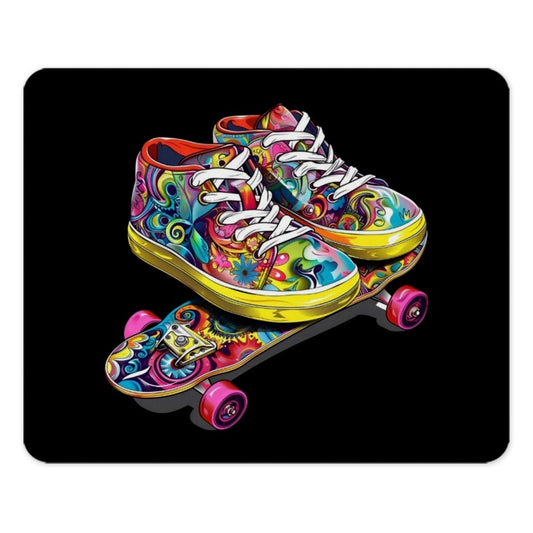 Retro Shoes Mouse Pad, Colorful Skateboard Art, Groovy Office Decor, Trendy Desk Accessory, Unique Gift Idea - Tawshia
