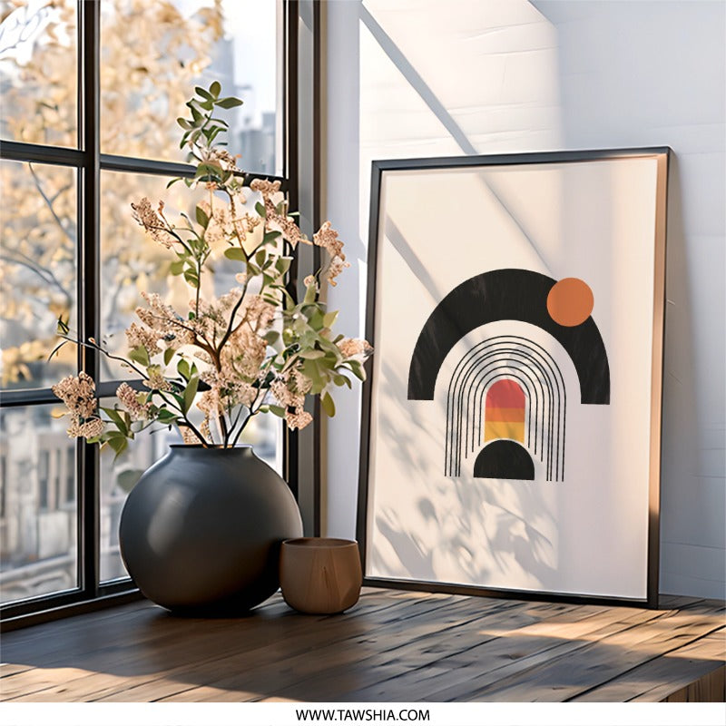 Abstract Geometric Wall Art, Modern Art Print, Minimalist Home Decor, Circle Arch Poster, Contemporary Art, Scandi Wall Decor - Tawshia