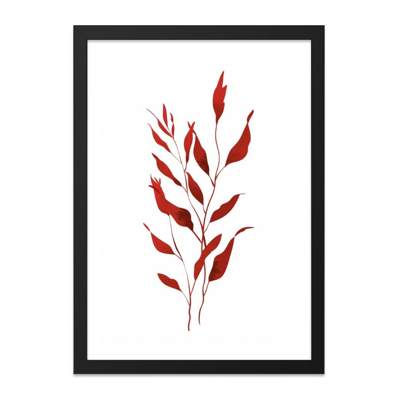 Red Leaves Wall Art, Botanical Print, Minimalist Art, Modern Home Decor, Plant Illustration, Elegant Wall Decor, Nature Inspired Print - Tawshia