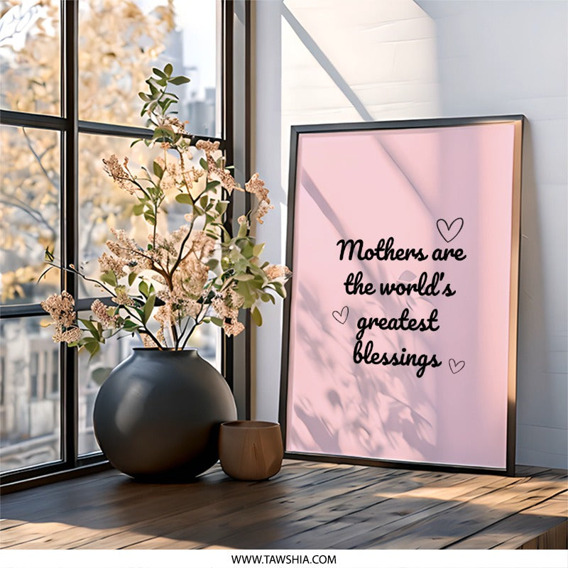 Mothers Day Wall Art, Mom Gift, Blessing Wall Art, Pink Mothers Wall Decor, Inspirational Art, Mothers Day Decor, Gift for Mom, Mothers Art - Tawshia