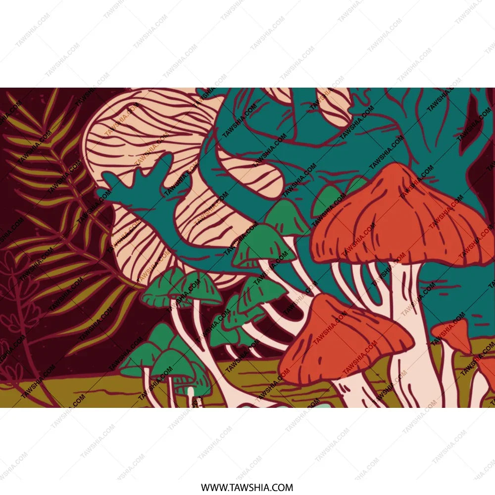 Psychedelic Forest Scene with Mushrooms product