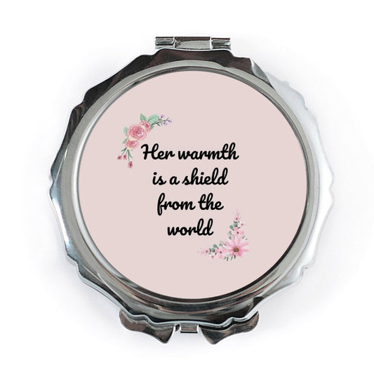 Floral Pocket Mirror, Her Warmth Quote Mirror, Gift For Her, Shield From The World Compact Mirror, Travel Mirror, Makeup Mirror - Tawshia