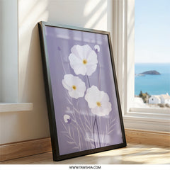 White Anemone Flower Wall Art, Floral Print, Botanical Decor, Pastel Home Decor, Modern Wall Decor, Nature Wall Art (138) - Tawshia
