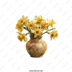 Daffodil Pillow, Flower Vase Throw Pillow, Spring Decor Pillow, Botanical Art Pillow, Home Accent Pillow, Cushion Cover Pillow - Tawshia