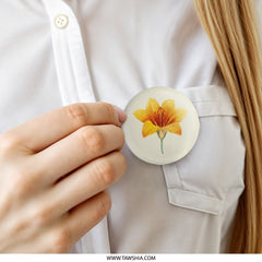 Vintage Lily Pinback Button, Floral Accessory, Unique Flower Badge, Botanical Gift, Nature Lover Pin, Cute Pinback Button - Tawshia