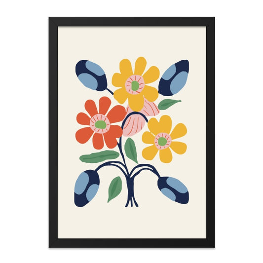 Modern Floral Wall Art, Colorful Flower Bouquet Print, Abstract Botanical Art, Contemporary Home Decor, Floral Illustration Wall Decor - Tawshia