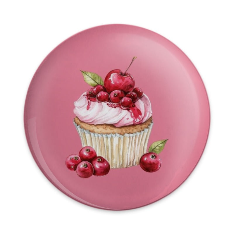 Cherry Cupcake Pinback Button, Cute Dessert Button, Food Lover Gift, Sweet Treat Accessory, Pink Aesthetic, Trendy Badge, Gift Idea - Tawshia