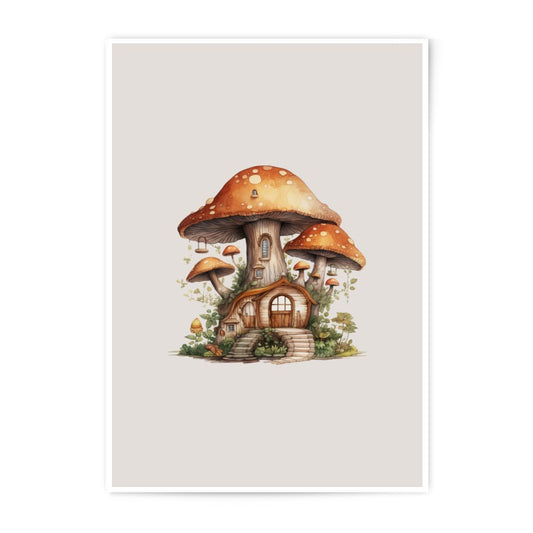 Mushroom House Photographic Prints, Fairy Tale Art, Fantasy Home Decor, Whimsical Prints, Cottagecore Aesthetic, Nature Art - Tawshia