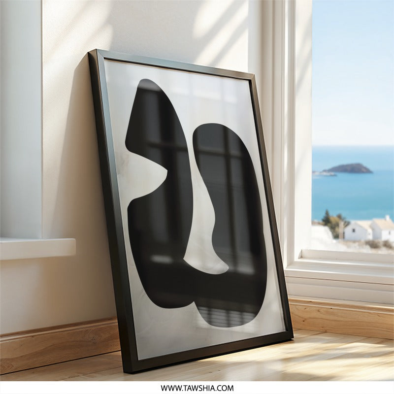 Abstract Shapes Wall Art, Minimalist Art Print, Modern Art Decor, Black and White Poster, Home Office Decor, Gallery Wall Art - Tawshia