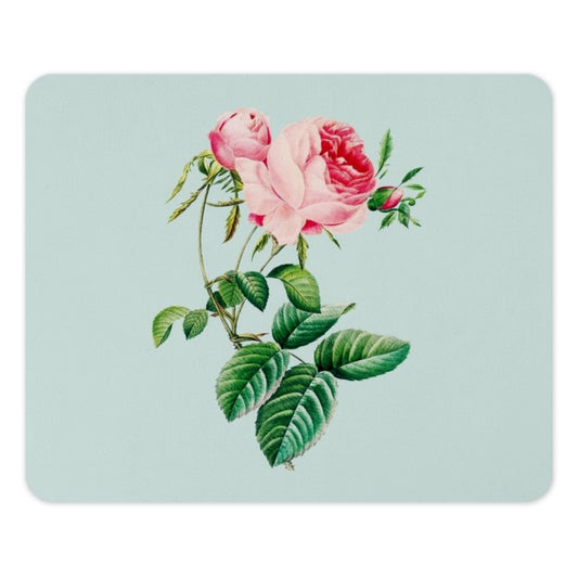 Pink Rose Mouse Pad, Floral Mousepad, Vintage Rose, Botanical Illustration, Pastel Desk Decor, Cute Desk Accessory, Office Gift - Tawshia