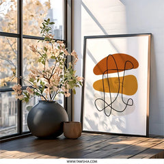 Abstract Shapes Wall Art, Minimalist Line Art Print, Modern Art Poster, Geometric Wall Decor, Contemporary Home Decor - Tawshia