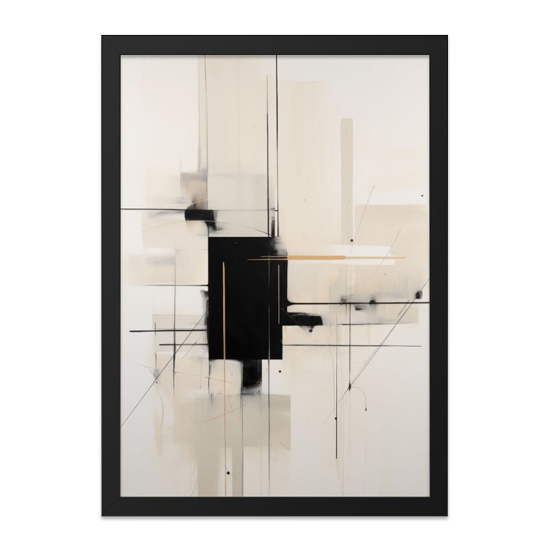Abstract Wall Art, Geometric Print, Minimalist Art, Modern Home Decor, Black and Beige Artwork, Contemporary Art Print, Living Room Wall Art - Tawshia