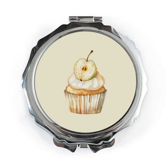 Cupcake Pocket Mirror, Fruit Topped Treat, Sweet Treat Mirror, Compact Makeup Mirror, Foodie Gift, Small Mirror for Purse, Travel Mirror - Tawshia
