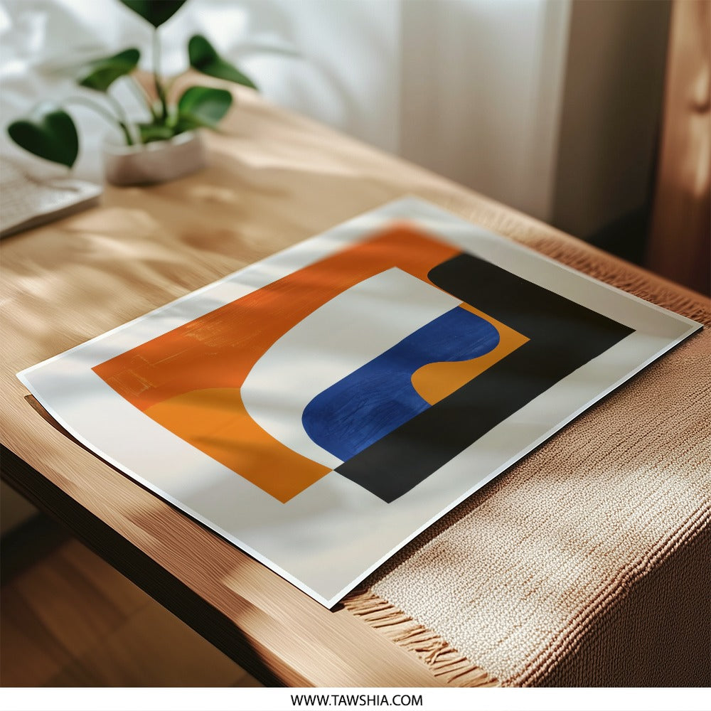 Abstract Shapes Photographic Print, Modern Art Print, Orange Blue Wall Decor, Minimalist Home Art, Gallery Wall Art, Fine Art Print - Tawshia