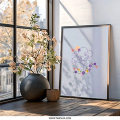 Mother and Child Wall Art, Floral Wall Art, Minimalist Art, Nursery Art, Mothers Day Gift, Line Art Wall Decor, Butterfly Art - Tawshia