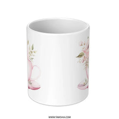 Floral Mug, Tea Cup Design Mug, Watercolor Roses Mug, Flower Lover Gift, Tea Party Mug, Unique Coffee Mug, Pink Floral Mug - Tawshia