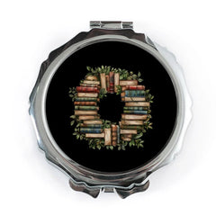 Book Wreath Pocket Mirror, Reading Lover Gift, Librarian Present, Bookworm Accessory, Cute Compact Mirror, Unique Design, Literary Gift - Tawshia