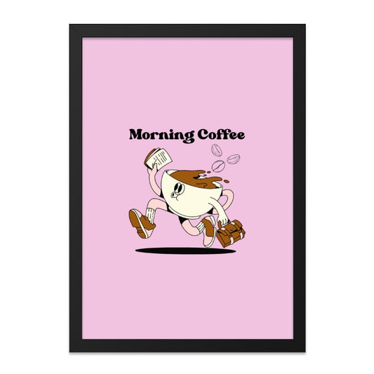 Morning Coffee Wall Art, Cartoon Coffee Cup Print, Funny Office Decor, Coffee Lover Gift, Cute Kitchen Art, Quirky Wall Art - Tawshia