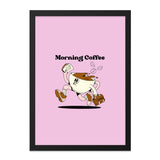 Morning Coffee Wall Art, Cartoon Coffee Cup Print, Funny Office Decor, Coffee Lover Gift, Cute Kitchen Art, Quirky Wall Art - Tawshia