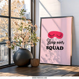 Sleepover Squad Wall Art, Girly Room Decor, Pink Party Decor, Fun Wall Decor, Sleep Mask Art, Best Friends Gift, Gift for Her - Tawshia