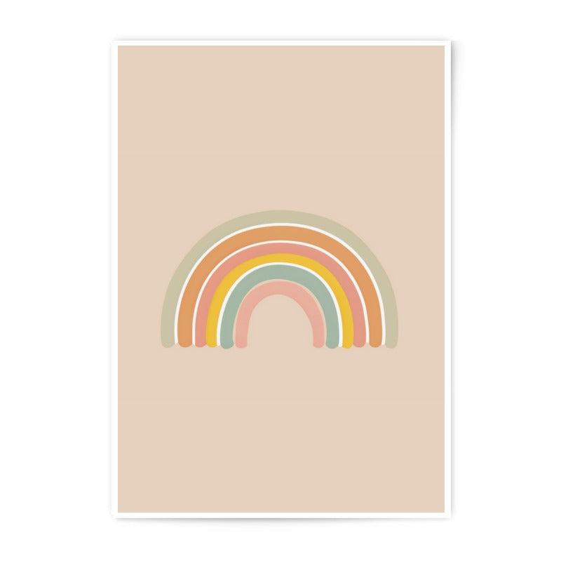 Boho Rainbow Photographic Print, Neutral Nursery Art, Pastel Rainbow Decor, Modern Kids Room, Scandinavian Style, Playroom Wall Art - Tawshia