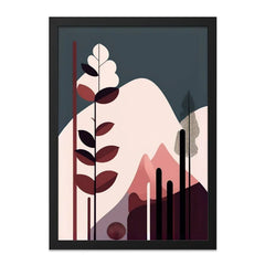 Abstract Landscape Wall Art, Minimalist Mountain Print, Geometric Trees Poster, Modern Art Decor, Nature Inspired Artwork - Tawshia