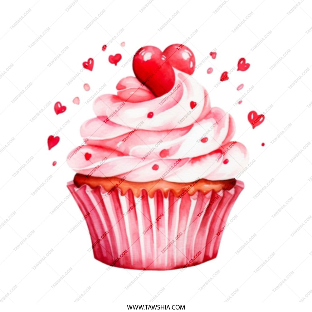 Cupcake Tote Bag, Sweet Treat Design, Cute Heart Cupcake, Food Lover Gift, Watercolor Tote, Bakery Tote, Valentine's Day Gift Idea - Tawshia