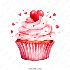 Cupcake Tote Bag, Sweet Treat Design, Cute Heart Cupcake, Food Lover Gift, Watercolor Tote, Bakery Tote, Valentine's Day Gift Idea - Tawshia