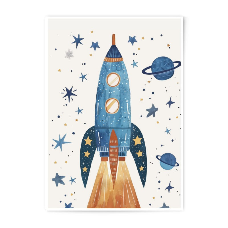 Rocket Ship Photographic Print, Kids Room Decor, Space Art Print, Nursery Wall Art, Galaxy Theme, Outer Space Decor, Boy Room Art - Tawshia