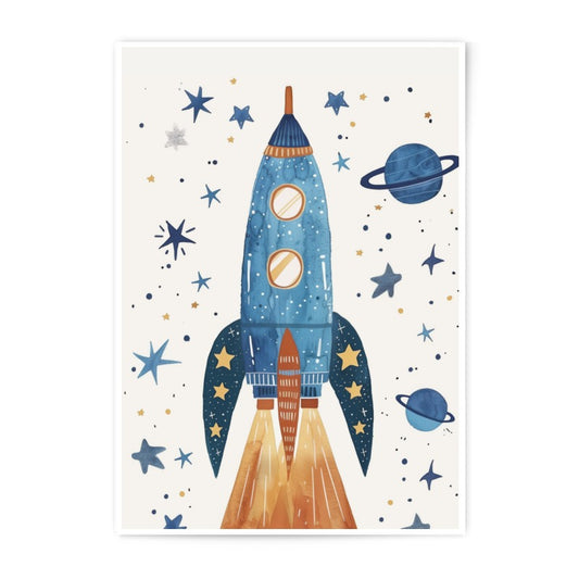 Rocket Ship Photographic Print, Kids Room Decor, Space Art Print, Nursery Wall Art, Galaxy Theme, Outer Space Decor, Boy Room Art - Tawshia