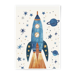 Rocket Ship Photographic Print, Kids Room Decor, Space Art Print, Nursery Wall Art, Galaxy Theme, Outer Space Decor, Boy Room Art - Tawshia