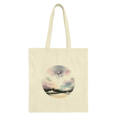 Watercolor Sky Tote Bag, Aesthetic Landscape Print, Cloudy Beach Scene, Minimalist Style, Pastel Colors, Artistic Design, Unique Art Gift - Tawshia