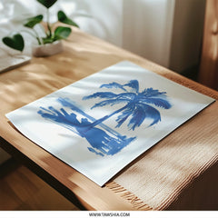 Blue Palm Tree Photographic Print, Coastal Art, Tropical Decor, Beach House Wall Art, Summer Vibes, Watercolor Painting - Tawshia