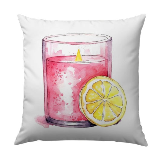 Candle Lemon Watercolor Pillow, Scented Candle Art Cushion, Home Decor Accent Throw Pillow, Decorative Pillows for Living Room - Tawshia