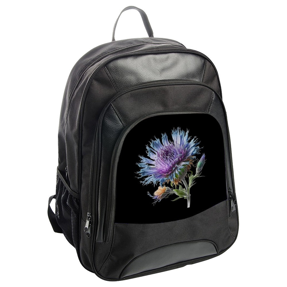 Thistle Flower Backpack, Floral Backpack, Botanical Art Backpack, Purple Flower Backpack, Nature Lover Gift, Unique Backpack - Tawshia