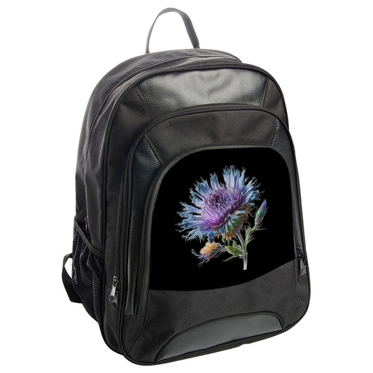 Thistle Flower Backpack, Floral Backpack, Botanical Art Backpack, Purple Flower Backpack, Nature Lover Gift, Unique Backpack - Tawshia