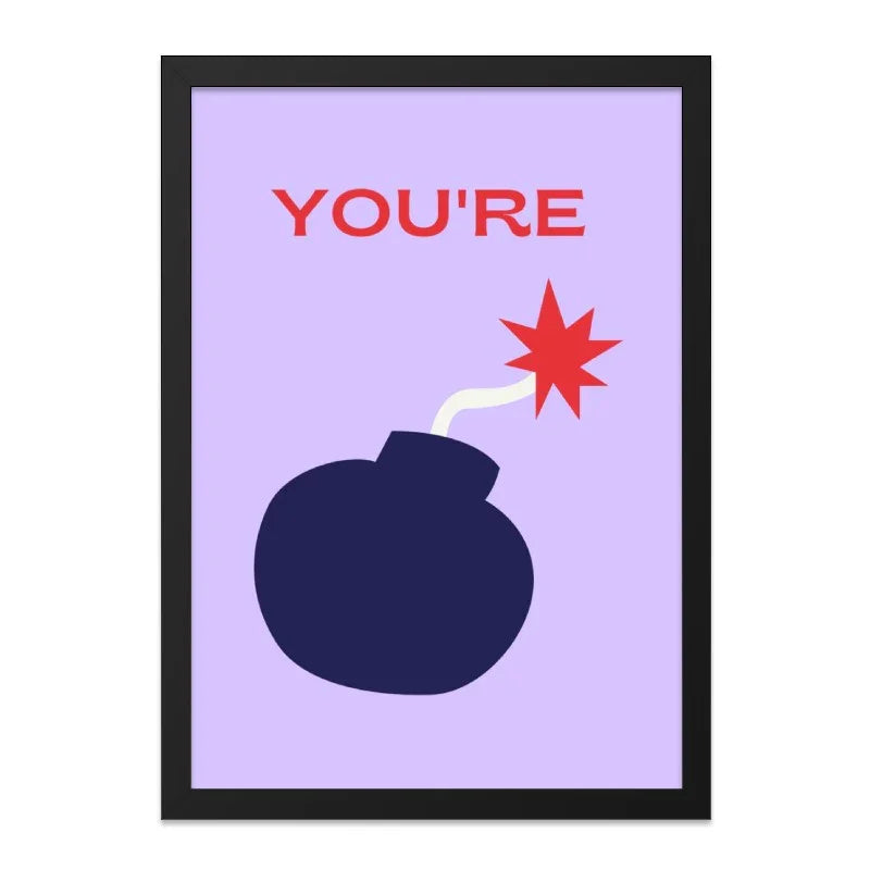Youre the Bomb Wall Art, Minimalist Print, Funny Art, Home Decor, Playful Gift, Modern Wall Decor - Tawshia